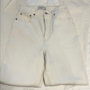 abercrombie and fitch 90's straight high rise cream jeans